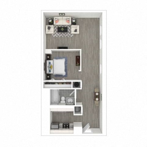 Floor plan for studio, 1 bath, 625 sqft